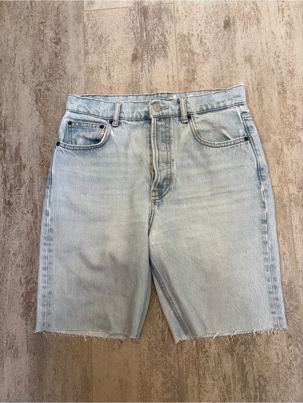 Reformation Light Wash Denim Cutoff Shorts